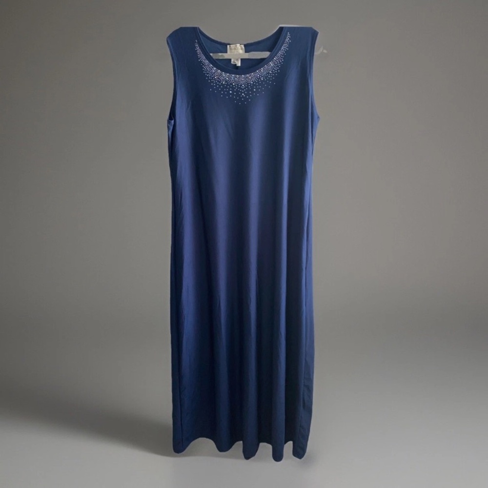 Vintage Kelly Lynn USA Made Sleeveless Maxi‎ Dress Nightgown XL Blue